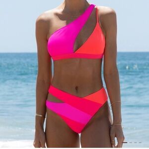 POPVIL NWT neon color contrast bikini XL